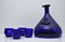 Cobalt Blue Viking Decanters and Cups by Ole Winther for Holmegaard Glasswork, 1962, Set of 5 1