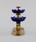 Candlesticks in Brass and Blue Art Glass by Gunnar Ander for Ystad Metall, Set of 2, Image 6