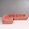 Pink Modular Togo Sofas & Footstool by Michel Ducaroy for Ligne Roset, Set of 3 2