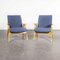 Mid-Century Upholstered Model 410 Armchairs with Straight Arms and Top Caps, Set of 2, Image 1