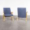 Mid-Century Upholstered Model 410 Armchairs with Straight Arms and Top Caps, Set of 2, Image 3