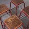 Sgabelli impilabili industriali rossi di Mullca, Francia, anni '50, set di 4, Immagine 5