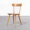 French Beech Simple Back Dining Chairs, 1950s, Set of 7 1