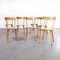 French Beech Simple Back Dining Chairs, 1950s, Set of 7, Image 3