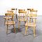 French Beech Simple Back Dining Chairs, 1950s, Set of 8 3