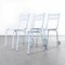 French Sky Blue Metal Stacking Outdoor Chairs from ArtProg, 1950s, Set of 4 3