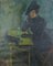 Immanuel Ibsen, Femme Assise à Table, 1910s, Huile sur Toile, Encadrée 2