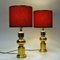 Swedish Brass Table Lamps with Red Shades from Aneta, 1970s, Set of 2 8