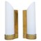 Mid-Century Modern Brass and Opaline Wall Lamps Attributed to Asea Sweden, Set of 2, Image 1