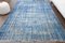 Tapis Oushak Vintage Fait Main en Laine Bleue 2