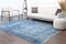 Tapis Oushak Vintage Fait Main en Laine Bleue 4