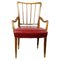 Mid-Century Austrian Walnut and Red Leather Dining Armchairs by Oswald Haerdtl, Set of 8, Image 1