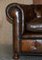 Cigar Brown Leather & Walnut Chesterfield Sofa 11