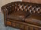 Cigar Brown Leather & Walnut Chesterfield Sofa 3