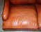 Beech & Hand Dyed Brown Leather Feather Filled Sofa in the Style of Howard & Sons 6