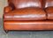 Beech & Hand Dyed Brown Leather Feather Filled Sofa in the Style of Howard & Sons 12