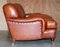Beech & Hand Dyed Brown Leather Feather Filled Sofa in the Style of Howard & Sons 14