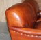 Beech & Hand Dyed Brown Leather Feather Filled Sofa in the Style of Howard & Sons 15