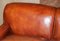 Beech & Hand Dyed Brown Leather Feather Filled Sofa in the Style of Howard & Sons 5