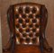 Wingback Armchairs in Hand Dyed Cigar Brown Leather in the Style of William Morris, Set of 2 5