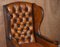 Wingback Armchairs in Hand Dyed Cigar Brown Leather in the Style of William Morris, Set of 2 4