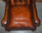 Wingback Armchairs in Hand Dyed Cigar Brown Leather in the Style of William Morris, Set of 2 8