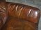 Low Mid-Century Modern Brown Leather Sofa, Image 9