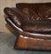 Low Mid-Century Modern Brown Leather Sofa 13