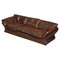 Low Mid-Century Modern Brown Leather Sofa, Image 1
