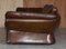 Low Mid-Century Modern Brown Leather Sofa, Image 16