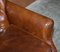 Aged Brauner Leder Chesterfield Clubsessel 8