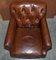 Aged Brown Leather Chesterfield Club Armchair 5