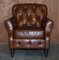 Aged Brauner Leder Chesterfield Clubsessel 2