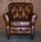Aged Brown Leather Chesterfield Club Armchair 2