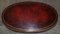 Oval Roman Pedestal Base Coffee or Cocktail Table in Oxblood Leather, Image 4