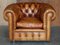 Chesterfield Club Sofa & Armchairs in Brown Leather, Set of 3, Image 4