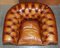 Chesterfield Club Sofa & Armchairs in Brown Leather, Set of 3 6