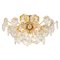 Large Flush Mount in Brass and Crystal Glass Chandelier by Kinkeldey, Germany, 1970s, Image 1