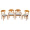 Swedish Biedermeier Honey Coloured Dining Chairs Including 2 Carvers, 1800s, Set of 4 1