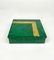 Caja cuadrada de piel de cabra verde y latón de Aldo Tura, Italy, años 60, Imagen 5