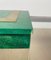 Caja cuadrada de piel de cabra verde y latón de Aldo Tura, Italy, años 60, Imagen 11