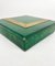 Caja cuadrada de piel de cabra verde y latón de Aldo Tura, Italy, años 60, Imagen 12