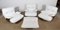 Weiße Marsala Roset Line Edition Armlehnstühle mit Fußhocker aus weißem Leder von Michel Ducaroy für Ligne Roset, 1970er, 4er Set 1