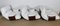 Weiße Marsala Roset Line Edition Armlehnstühle mit Fußhocker aus weißem Leder von Michel Ducaroy für Ligne Roset, 1970er, 4er Set 6