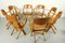 Mid-Century Birch Folding Chairs with Bentwood Armrests, 1960s, Set of 8 3