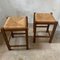 Wooden Stool with Basket Braid, 1970s, Set of 2 3