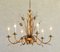 Hollywood Regency Gilded Tôle Chandelier, Spain, 1950s, Image 1