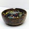 Large Olive Wood Bowl with Murano Glass Candy, 1970s 5