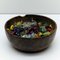 Large Olive Wood Bowl with Murano Glass Candy, 1970s, Image 2
