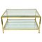 Mid-Century Italian Brass & Glass Double-Tiered Rectangular Coffee Table, 1970s, Image 1